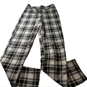 Forever 21 Womens Pants Small Skinny Plaid Madras Black White Low Rise Zipper